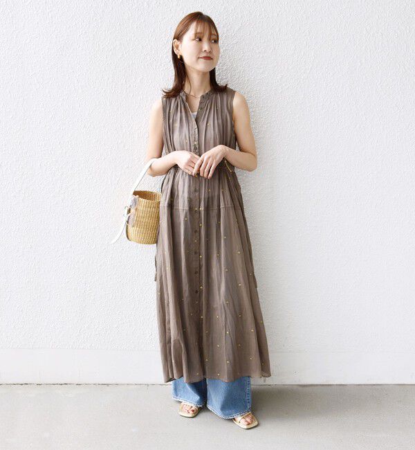 SHIPS for women「《予約》〈手洗い可能〉コットン オーガンジー 刺繍 ウエスト ドロスト ワンピース」|ワンピース|