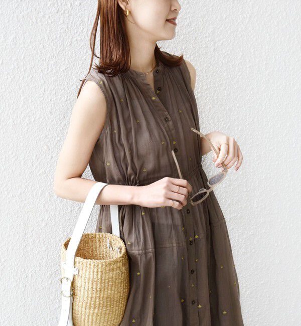 SHIPS for women「《予約》〈手洗い可能〉コットン オーガンジー 刺繍 ウエスト ドロスト ワンピース」|ワンピース|