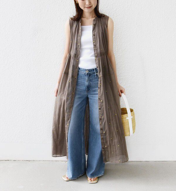 SHIPS for women「《予約》〈手洗い可能〉コットン オーガンジー 刺繍 ウエスト ドロスト ワンピース」|ワンピース|