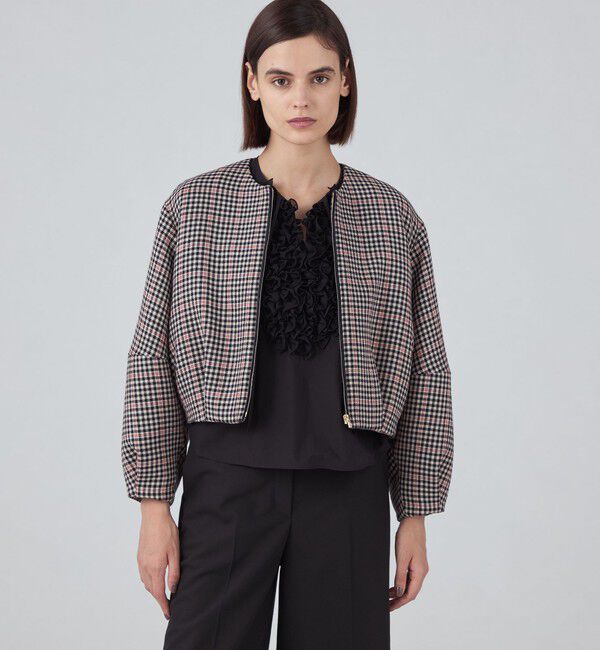 TOMORROWLAND collection「タッターギンガムリバー ジップアップブルゾン」|ブルゾン・スタジャン|