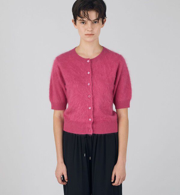 DES PRES「ピュアカシミヤファー ハーフスリーブカーディガン」|カーディガン|