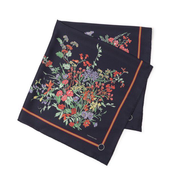 TOMORROWLAND GOODS「TOMORROWLAND フラワーシルクスカーフ」|バンダナ・スカーフ|68 ネイビー系