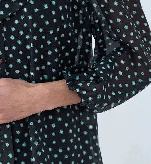 Ballsey「シアーフラワープリント フレアータイブラウス」|シャツ・ブラウス|