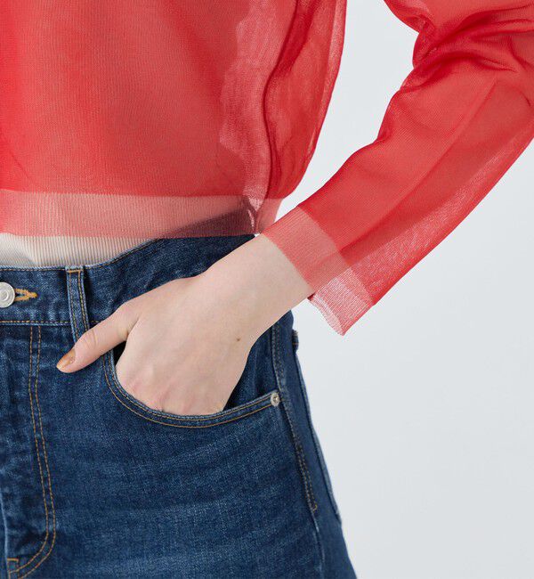 MACPHEE「シアーレイヤー クルーネックカーディガン」|カーディガン|