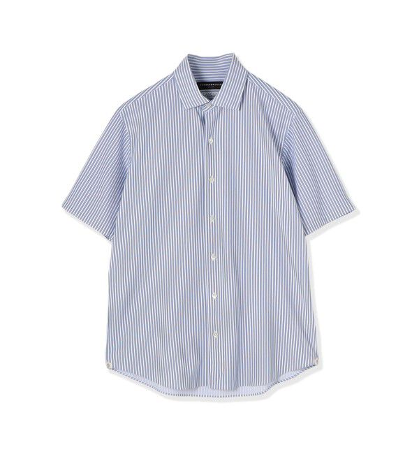 TOMORROWLAND MENS「ナイロンポリウレタン ワイドスプレッドカラー ハーフスリーブシャツ CANCLINI」|シャツ・ブラウス|64 ブルー系