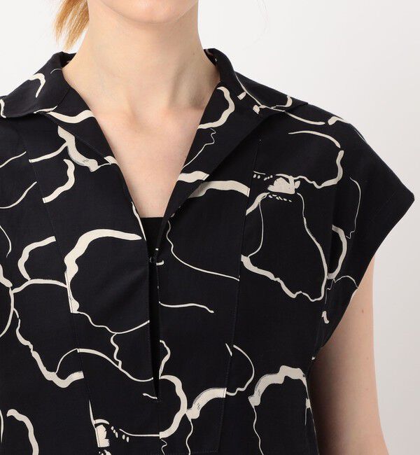 Ballsey「ドローイングフラワープリント スキッパーカラーワンピース」|ワンピース|