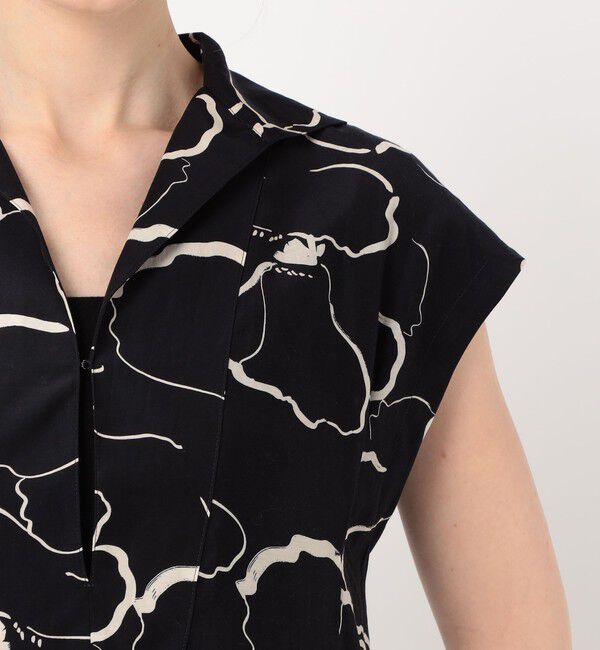 Ballsey「ドローイングフラワープリント スキッパーカラーワンピース」|ワンピース|