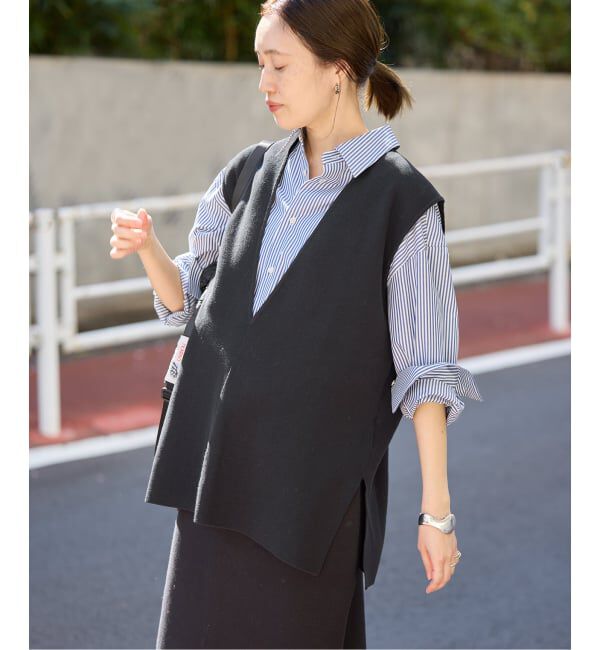 SLOBE IENA「ダブルフェイスコットンニットベスト」|ベスト・ジレ|