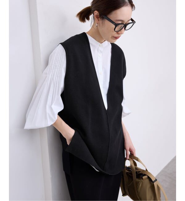 SLOBE IENA「ダブルフェイスコットンニットベスト」|ベスト・ジレ|