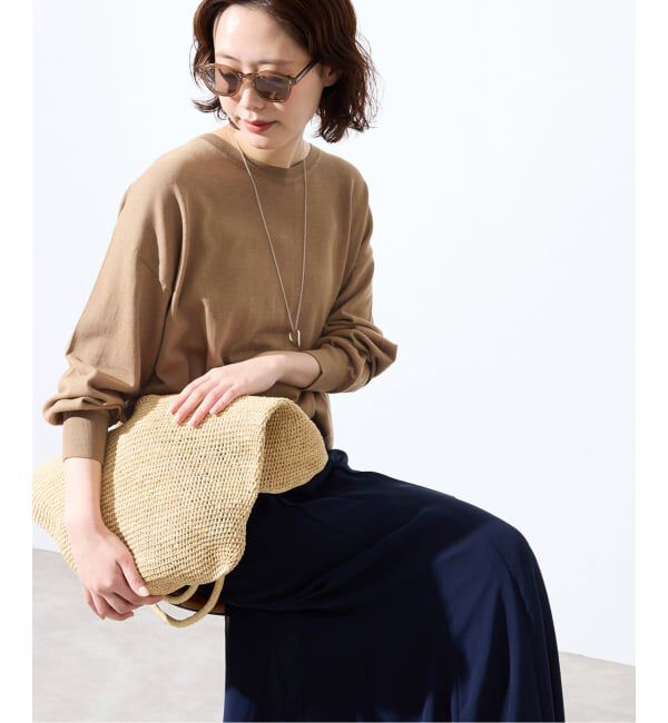 SLOBE IENA「《シリーズあり》コットンキュプラプルオーバー」|ニット・セーター|ベージュ