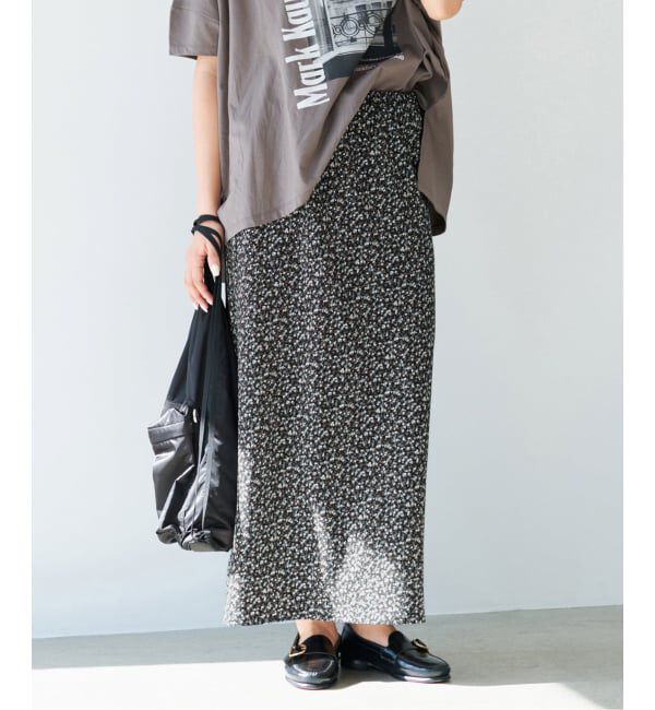 IENA「《セットアップ対応/予約》ソフトヴィンテージフラワースカート」|スカート|ブラック