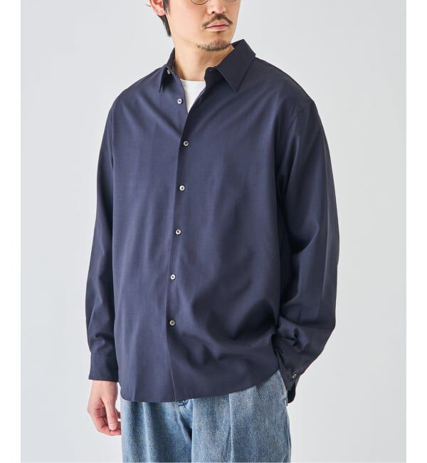 EDIFICE「SUPER 100&rsquo;s ウール レギュラー シャツ」|シャツ・ブラウス|ネイビー