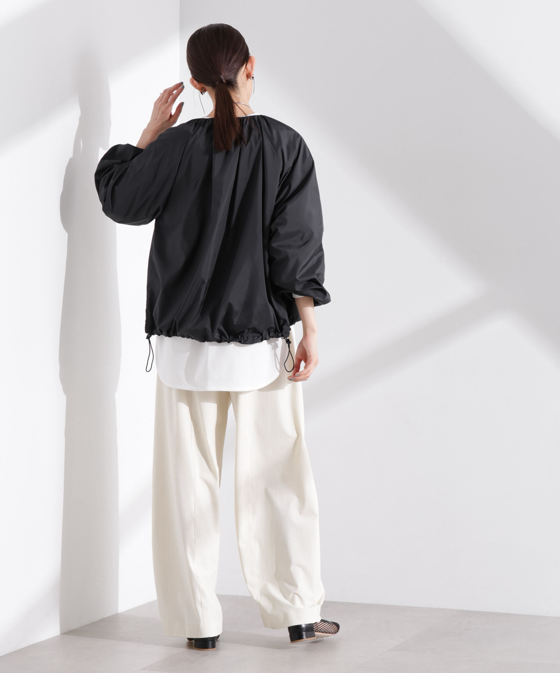 nano･universe「ソフトギャザージップブルゾン」|ブルゾン・スタジャン|