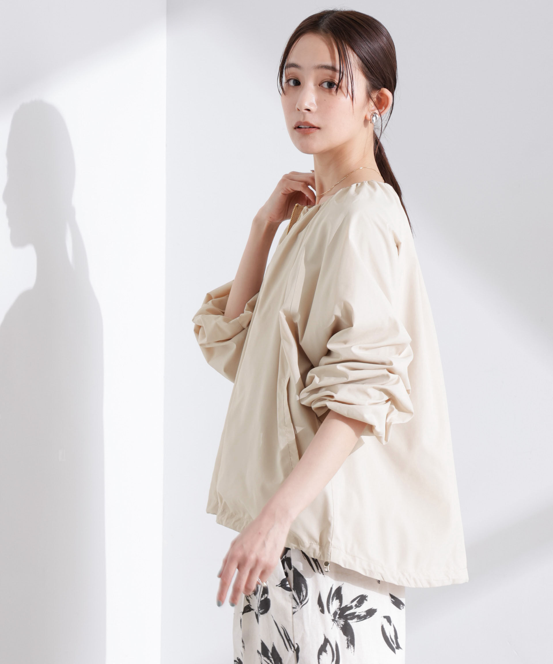 nano･universe「ソフトギャザージップブルゾン」|ブルゾン・スタジャン|