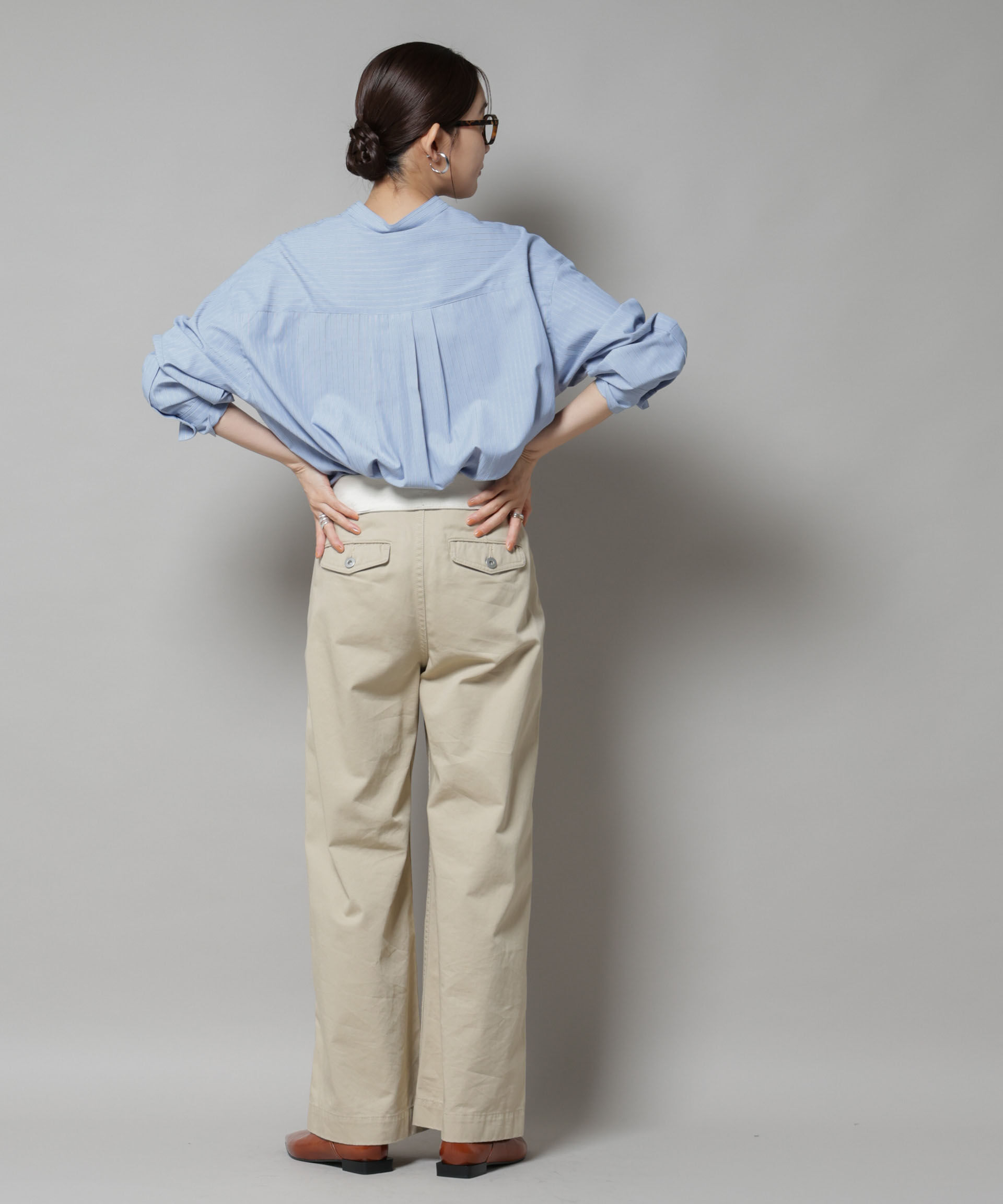 nano･universe「スタンドカラーストライプシャツ」|シャツ・ブラウス|