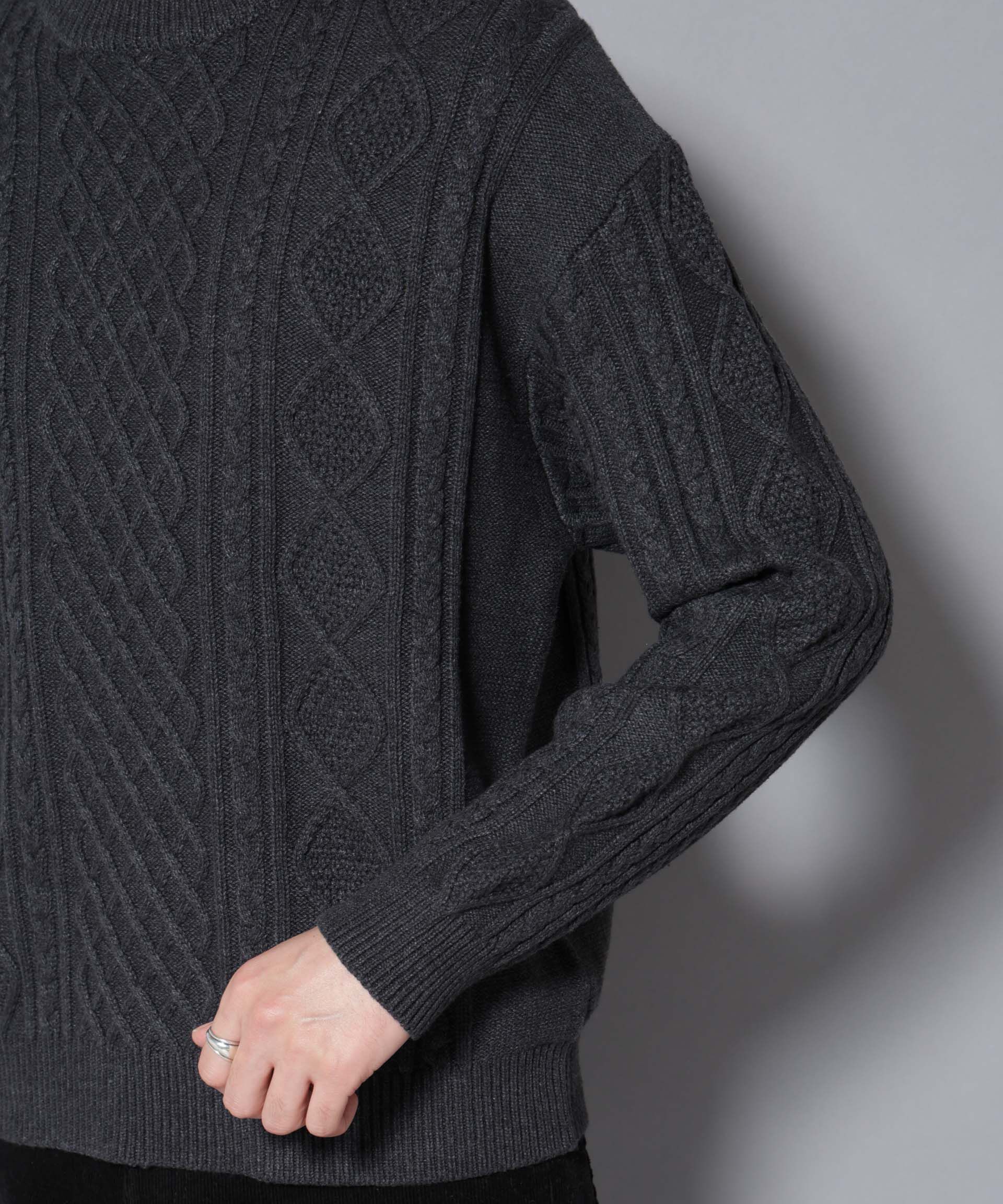 nano･universe「コットンMIXバルキーケーブルニット」|ニット・セーター|