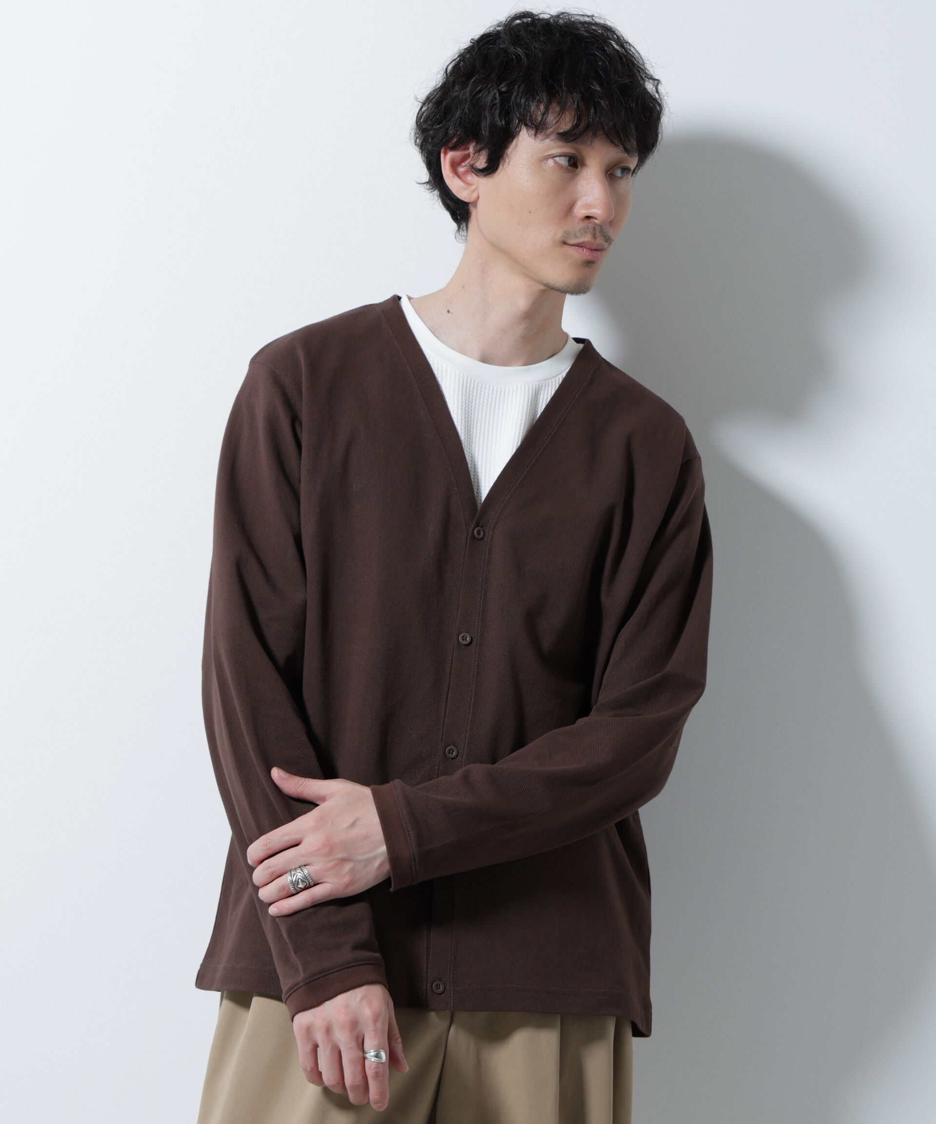 nano･universe「エアパッセージ ジャージーカーディガン」|Tシャツ・カットソー|ブラウン