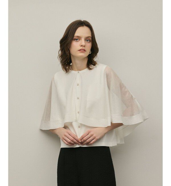 GRACE CONTINENTAL「シアーケープニットカーディガン」|カーディガン|