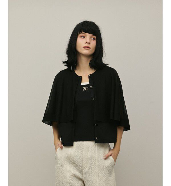 GRACE CONTINENTAL「シアーケープニットカーディガン」|カーディガン|ブラック