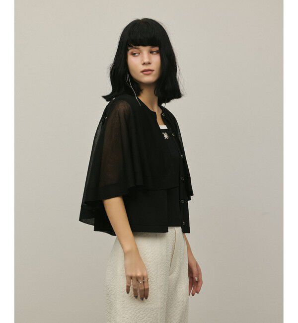 GRACE CONTINENTAL「シアーケープニットカーディガン」|カーディガン|