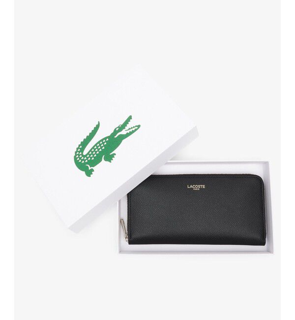 LACOSTE「シャンゼリゼ ラウンドジップレザーロングウォレット」|財布|ブラック