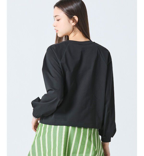 LACOSTE「クロップド丈 バルーンスリーブ ギャザー ロングスリーブTシャツ」|Tシャツ・カットソー|