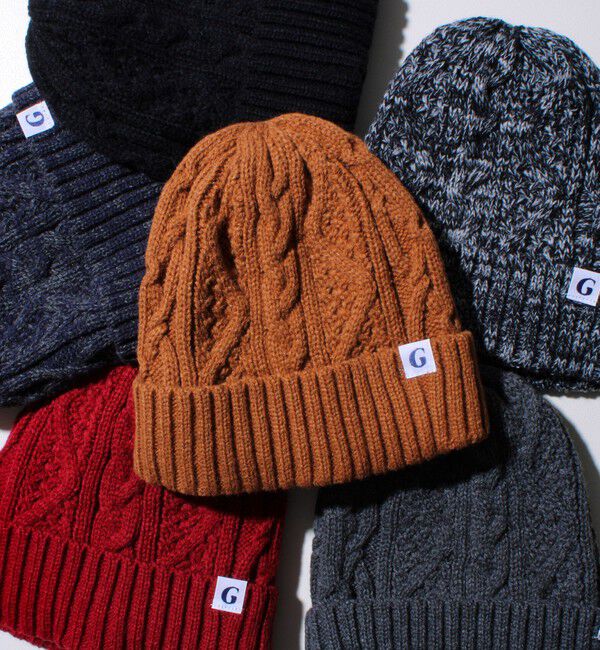 GLOSTER「【GLOSTER/グロスター】裏ボア ケーブルワッチ ニット帽」|ニット帽|テラコッタ