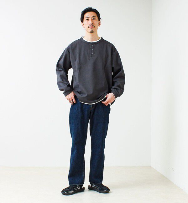 GLOSTER「【1枚で完成する】杢ダンボール ヘンリーネックフェイクレイヤー ロンT」|Tシャツ・カットソー|