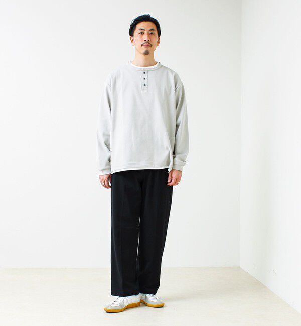 GLOSTER「【1枚で完成する】杢ダンボール ヘンリーネックフェイクレイヤー ロンT」|Tシャツ・カットソー|