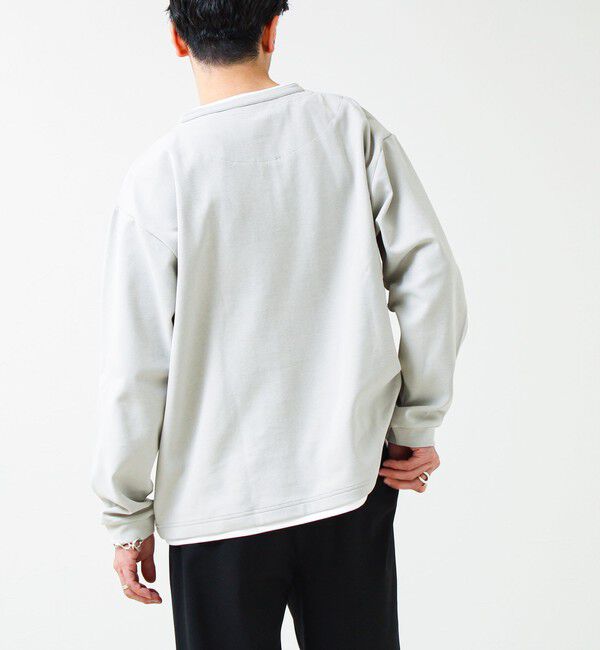 GLOSTER「【1枚で完成する】杢ダンボール ヘンリーネックフェイクレイヤー ロンT」|Tシャツ・カットソー|