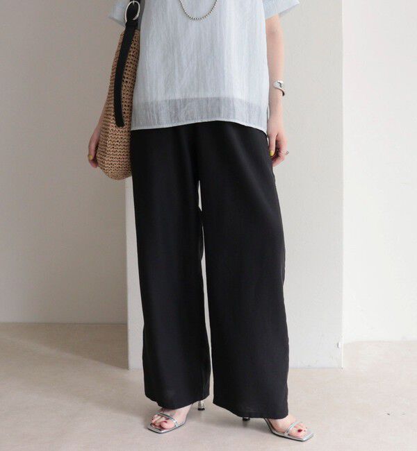 fredy emue「【接触冷感】ドライタンブラーセミワイドイージーパンツ」|チノ|ブラック