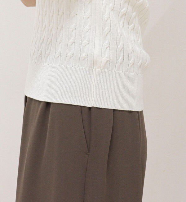 fredy emue「【大人気シリーズの新型登場！】FR刺しゅうケーブル柄半袖ポロ衿プルオーバーニット」|ニット・セーター|