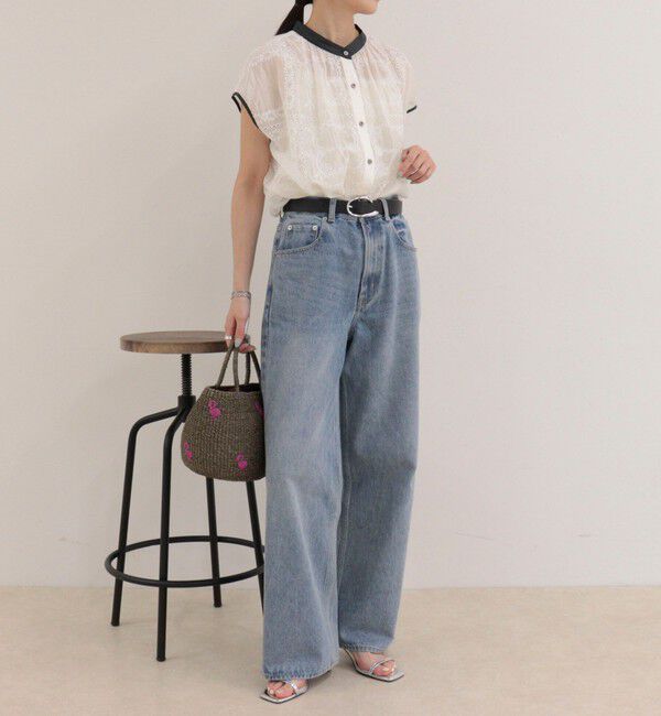 fredy emue「刺しゅうレースフレンチスリーブブラウス」|シャツ・ブラウス|