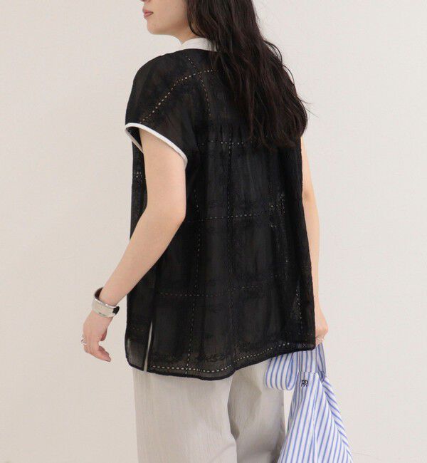 fredy emue「刺しゅうレースフレンチスリーブブラウス」|シャツ・ブラウス|