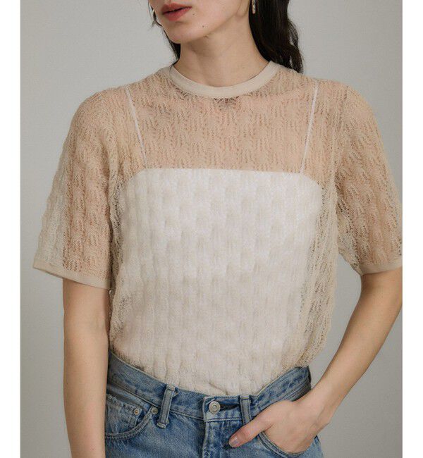 SALON adam et rope'「シアーレースハーフスリーブ2WAYカーディガン」|カーディガン|