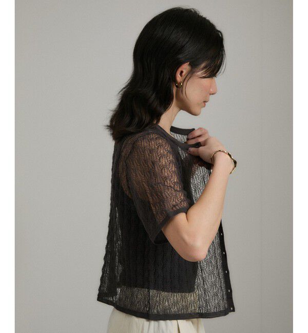 SALON adam et rope'「シアーレースハーフスリーブ2WAYカーディガン」|カーディガン|