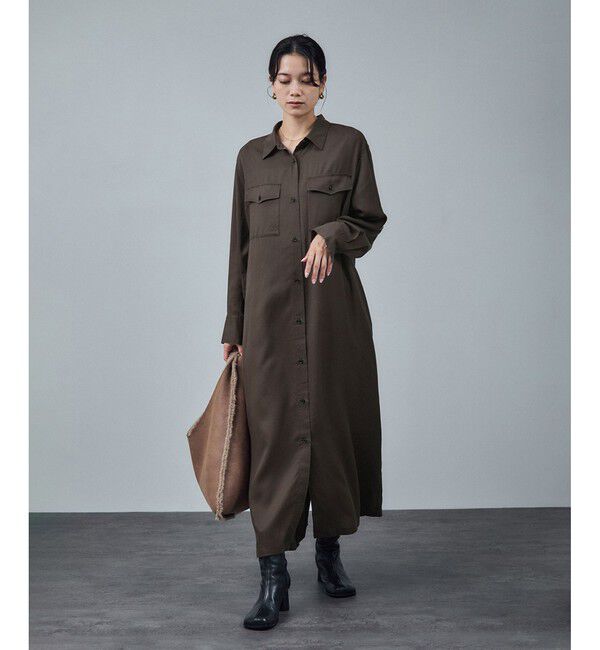 SALON adam et rope'「セルロースウォッシャブルシャツワンピース」|ワンピース|