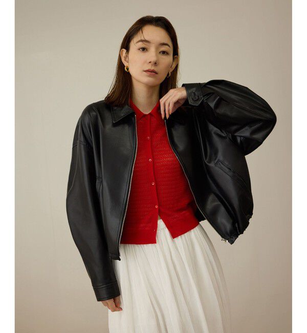 ROPE「シンセティックレザーブルゾン」|ブルゾン・スタジャン|ブラック(01)