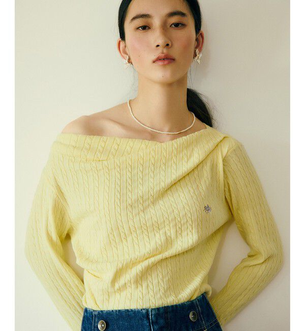 VIS「【POLO BCS】VIS別注ケーブルドレープトップス」|ニット・セーター|イエロー(80)