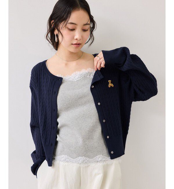 VIS「【POLO BCS】VIS別注ミニケーブルノーカラーカーディガン」|カーディガン|