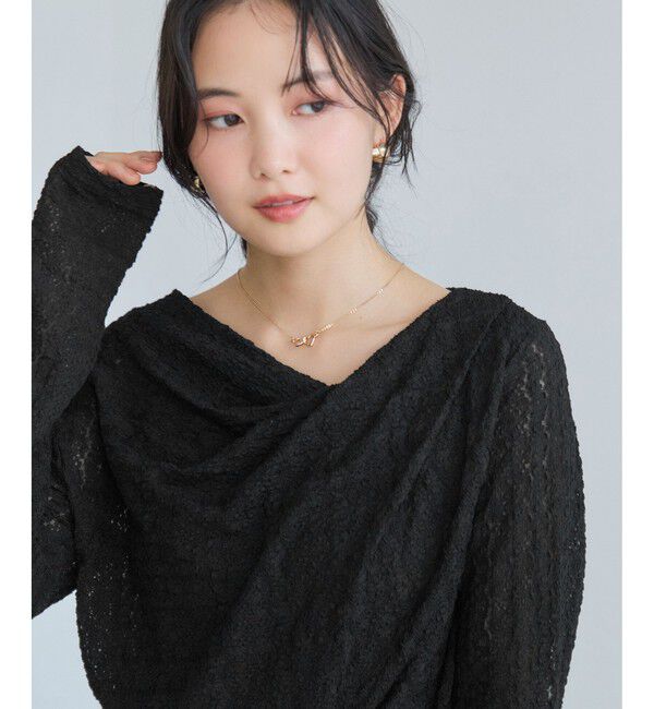 VIS「【WEB限定】レース長袖ドレープカットソー」|Tシャツ・カットソー|