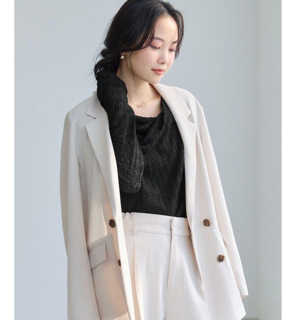 VIS「【WEB限定】レース長袖ドレープカットソー」|Tシャツ・カットソー|