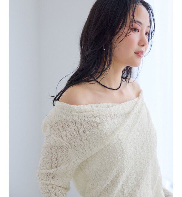 VIS「【WEB限定】レース長袖ドレープカットソー」|Tシャツ・カットソー|