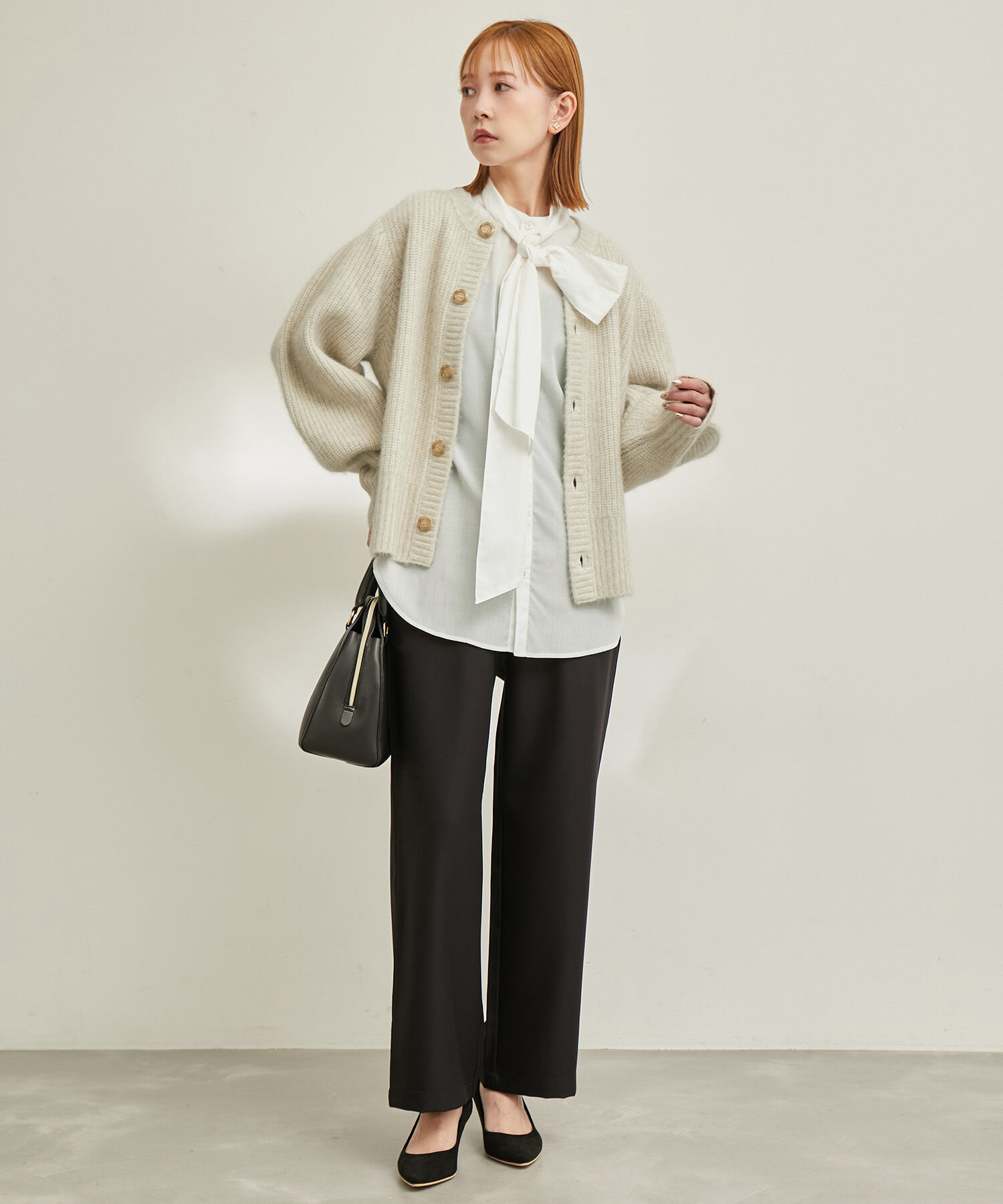 Rope&rsquo;Picnic「【emur/エミュール】FOX混アゼ編ボリューム袖カーディガン」|カーディガン|