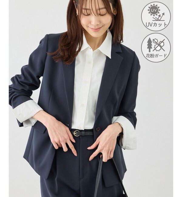 Rope&rsquo;Picnic「360&deg;ウルトラストレッチ テーラードジャケット/ UVカット・花粉ガード・入卒式・セットアップ対応」|テーラードジャケット|ネイビー(40)