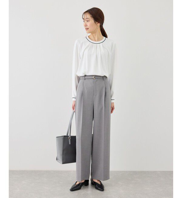 Rope&rsquo;Picnic「カナパ ベルト付きワイドパンツ/セットアップ対応・UV・抗菌防臭・接触冷感」|チノ|