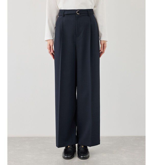 Rope&rsquo;Picnic「カナパ ベルト付きワイドパンツ/セットアップ対応・UV・抗菌防臭・接触冷感」|チノ|