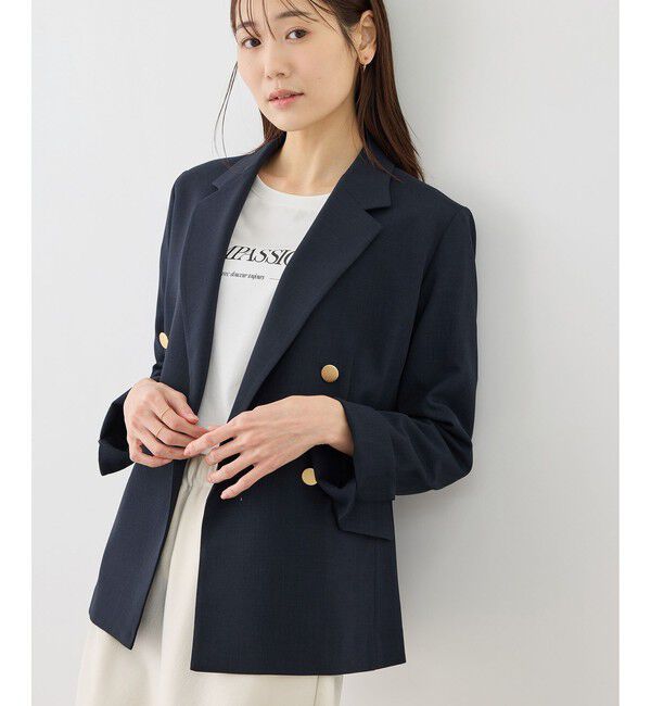 Rope&rsquo;Picnic「カナパ 金ボタンジャケット/セットアップ対応・UV・抗菌防臭・接触冷感」|テーラードジャケット|