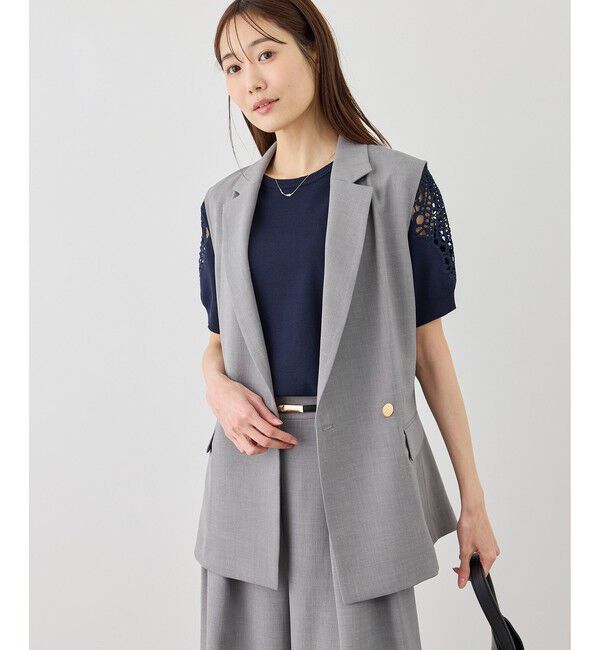 Rope&rsquo;Picnic「カナパ スリーブレスジレ/セットアップ対応・UV・抗菌防臭・接触冷感」|ベスト・ジレ|