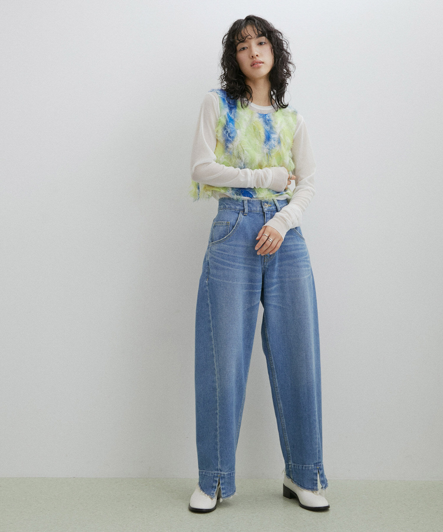 ADAM ET ROPE'「【サステナブル】ルーズフィットアジャストデニム」|デニム|